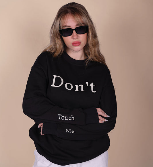 Dont Touch Me Striped Crewneck Sweatshirt for Women Online