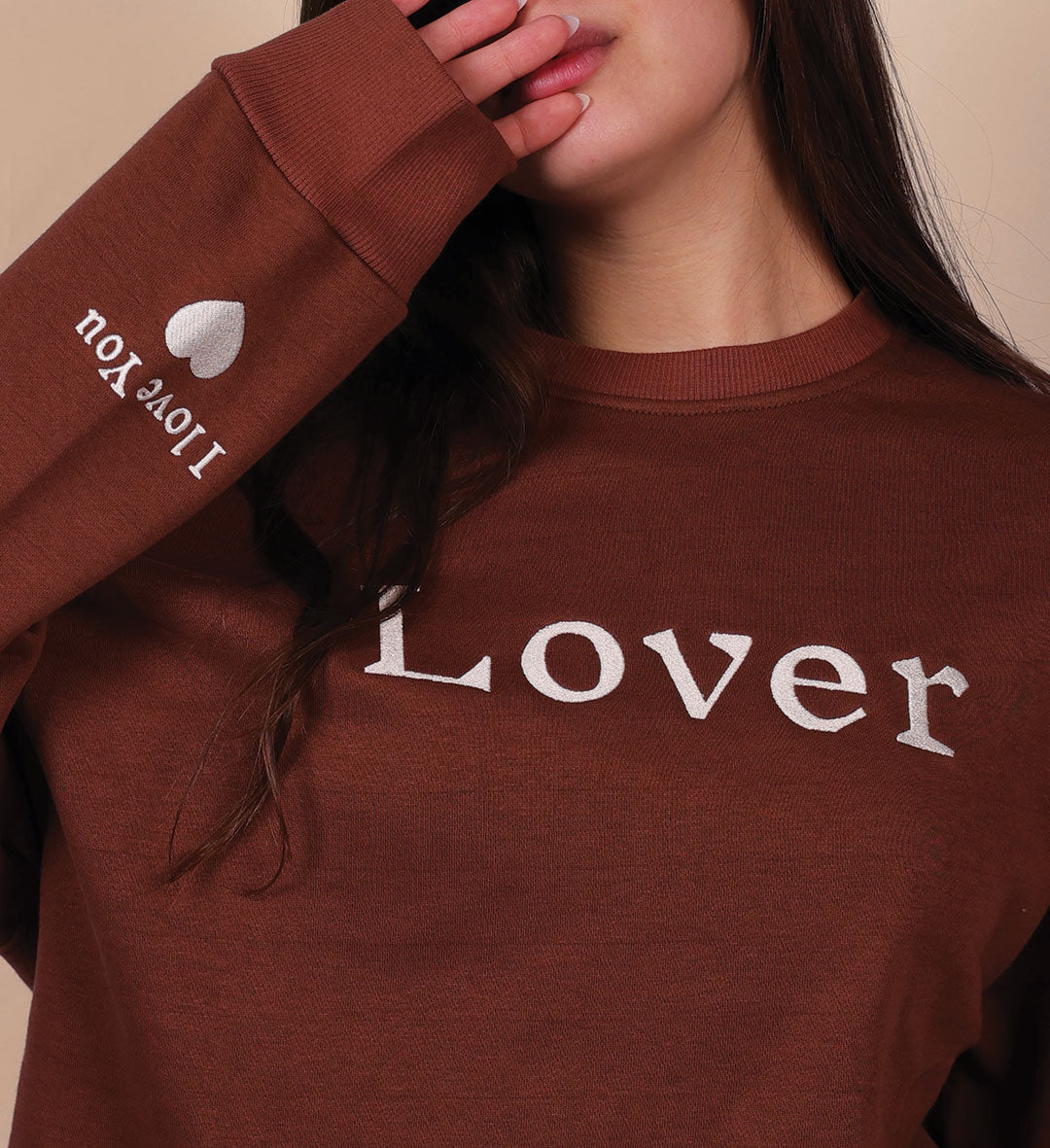 lover dark brown crewneck long sleeve sweatshirts