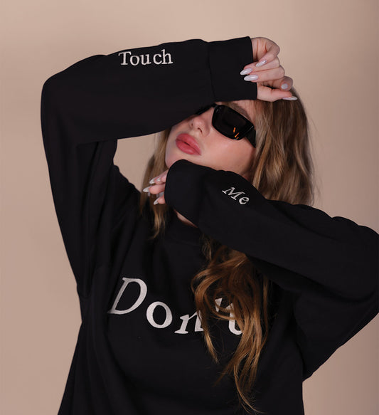 Dont Touch Me Striped Crewneck Sweatshirt for Women Online