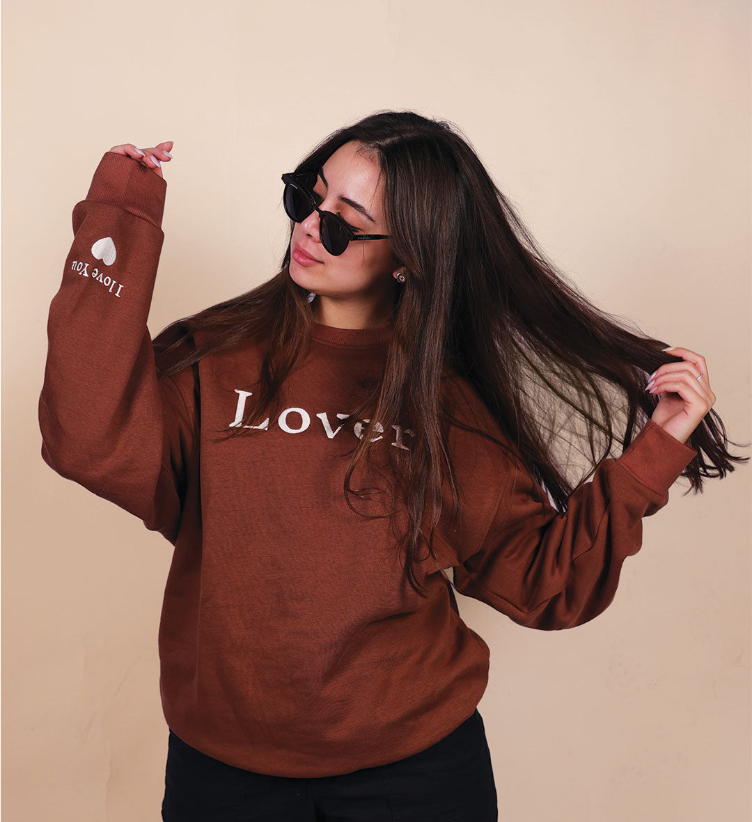 Lover crewneck plain sweatshirts for women